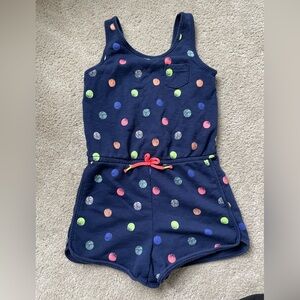 Navy Polka Dot Sleeveless Romper